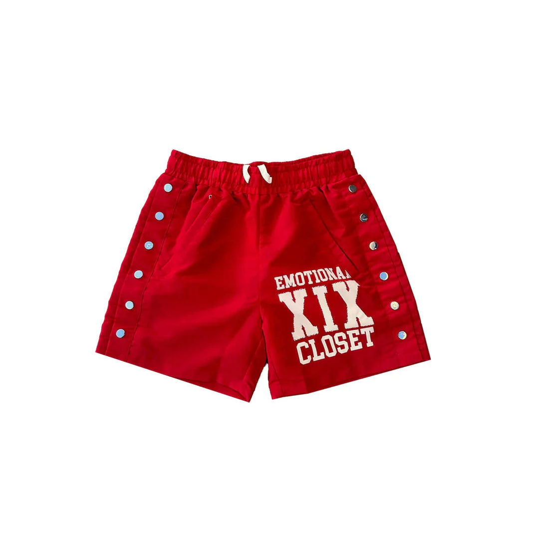 Mixed Emotion Red Backyard Nylon Shorts