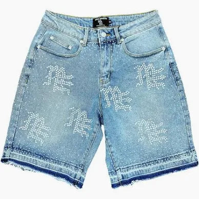 mixed emotions rhinestone jorts